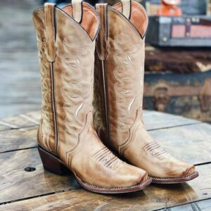 Heritage Tan Square Toe Western Cowboy Boots
